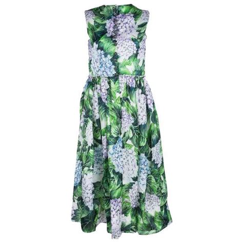 Dolce And Gabbana Hydrangea Printed Silk Sleeveless Midi 